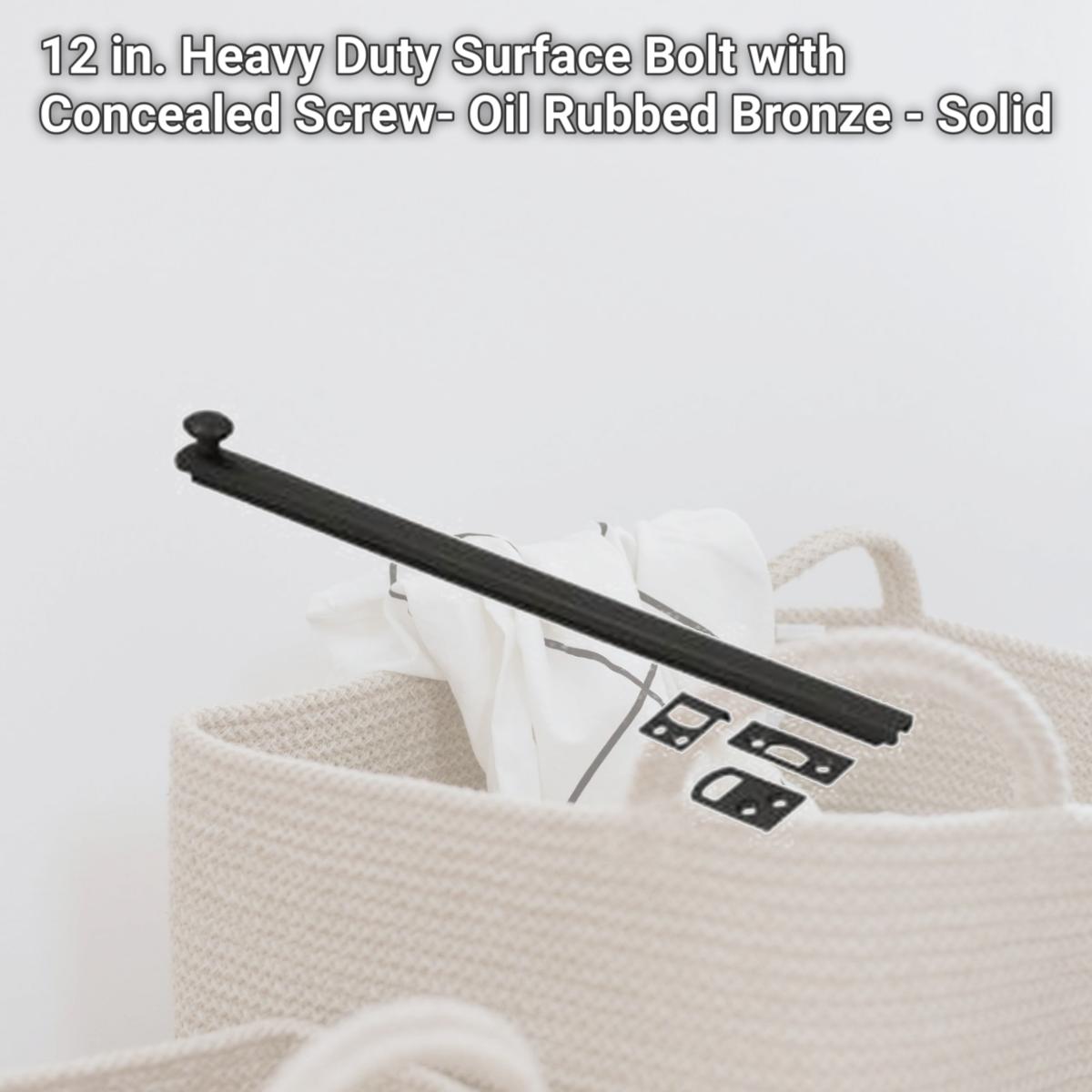 Picture of Deltana 12SBCS10B 12 in. Heavy Duty Surface Bolt with Concealed Screw- Oil Rubbed Bronze - Solid 