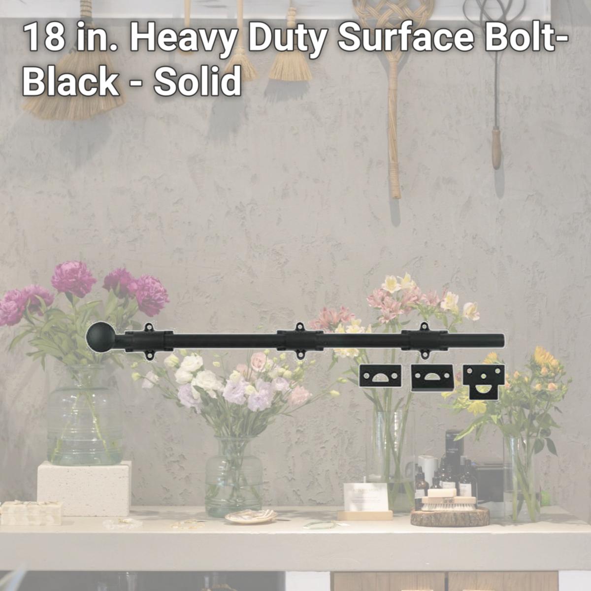 Picture of Deltana 18SB19 18 in. Heavy Duty Surface Bolt- Black - Solid 