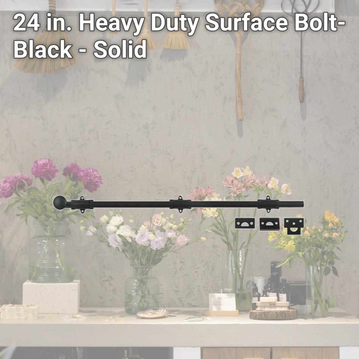 Picture of Deltana 24SB19 24 in. Heavy Duty Surface Bolt- Black - Solid 