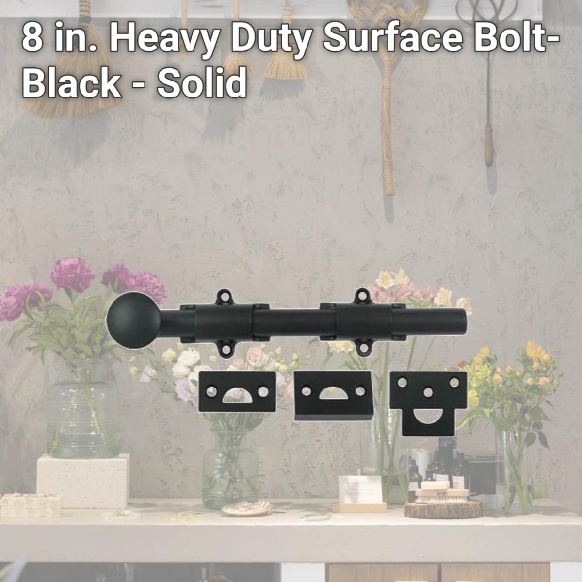 Picture of Deltana 8SB19 8 in. Heavy Duty Surface Bolt- Black - Solid 