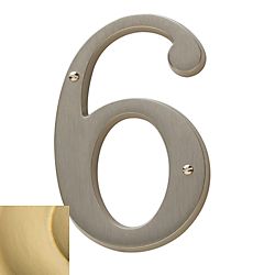90676040 4.75 In. Carded House Number No. 6 Satin Brass