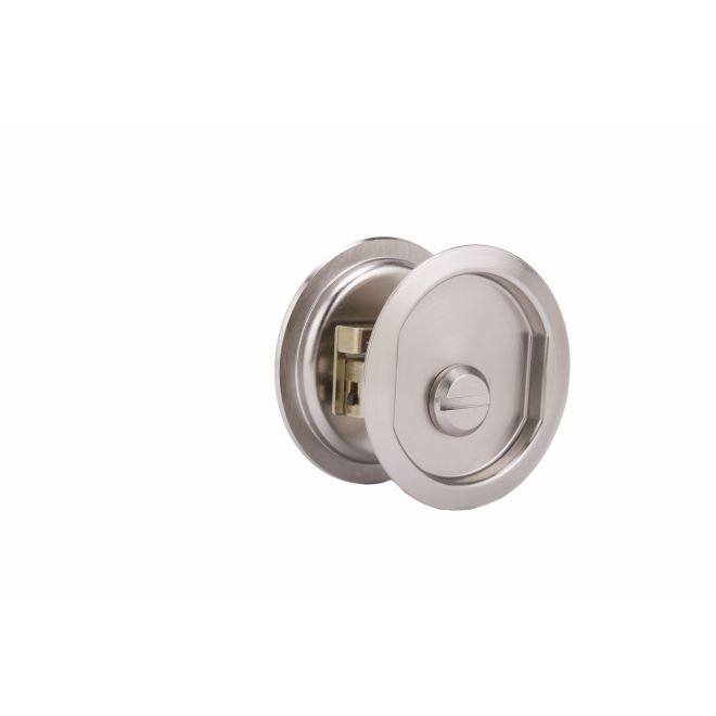 Privacy Pocket Door Lock, Satin Nickel