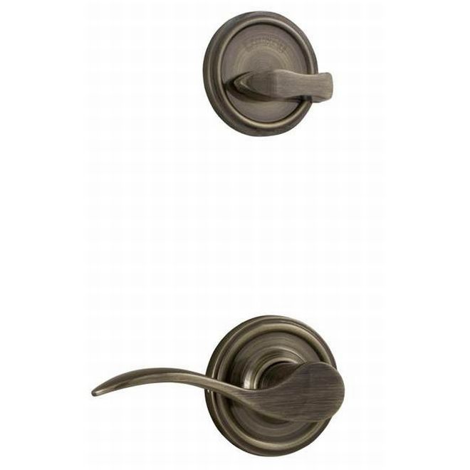 Right Hand Bordeau Interior Single Cylinder Handleset Trim for Lexington or Colonial with Adjustable Latch & Round Corner Strikes, Antique Brass