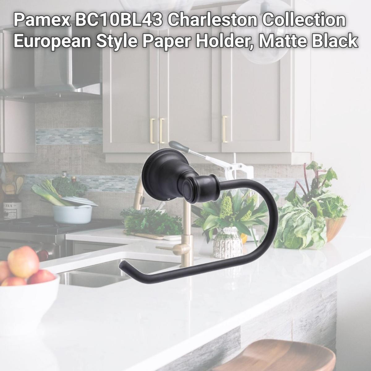 Picture of Pamex BC10BL43 Charleston Collection European Style Paper Holder, Matte Black