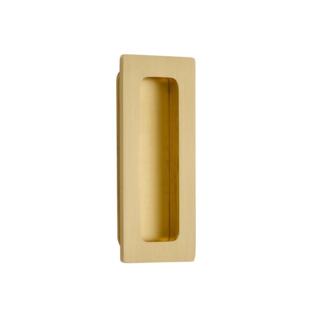 Modern Rectangular Flush Pull - Satin Brass
