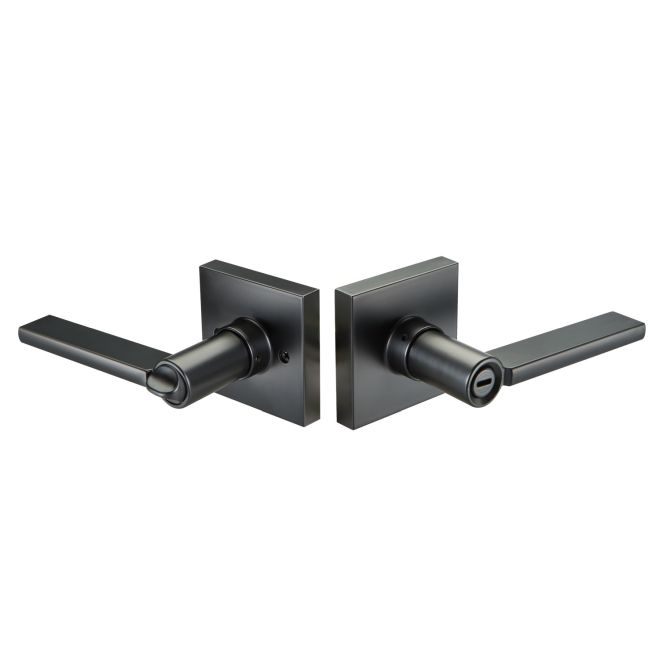 Yr21sbxsqblk Residential Edge Privacy Turn Button Lock With Seabrook Lever & Square, Rose & Black