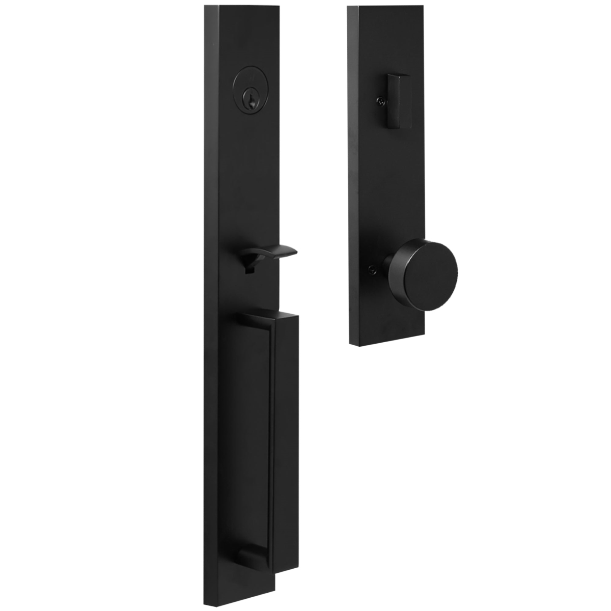 02890-242SL2D Xanthis Deadbolt Keyed One Side Handle Set with Mesa Knob, Matte Black