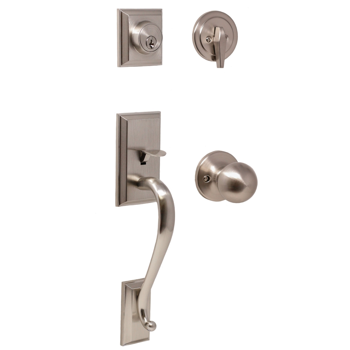 02830-NGNFR2D Mercy Single Cylinder Handleset with Hudson Trim, Satin Nickel