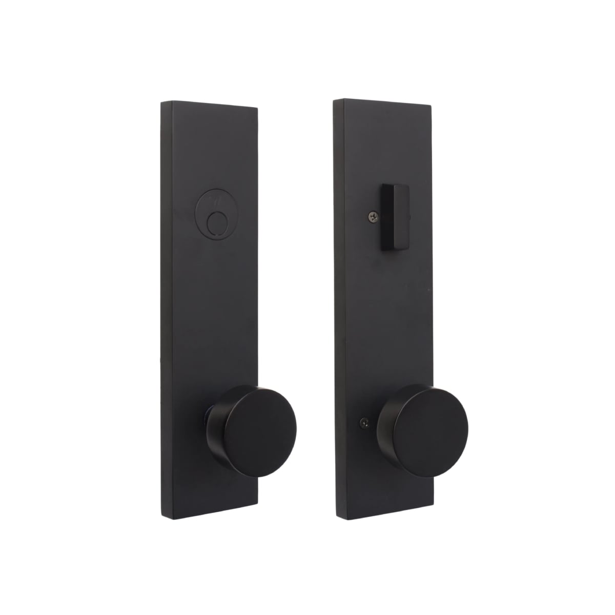 0662542420020 Addy Deadbolt Keyed One Side Dummy Handle Set with Mesa Knob, Matte Black