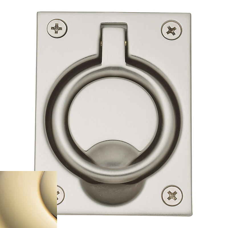 00395003 Flush Ring Door Pull, Polished Brass