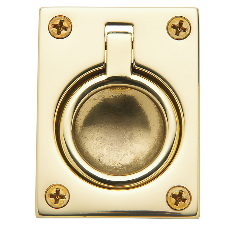 0394030 Flush Ring Pull, Polished Brass