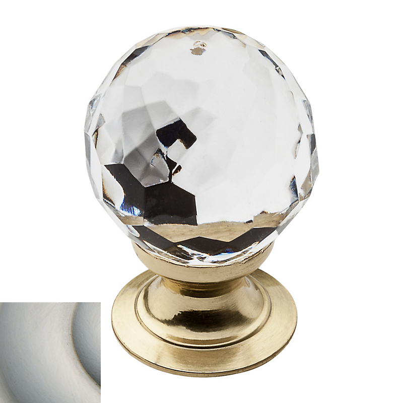 1 In. Dia. Crystal Cabinet Knob, Satin Nickel