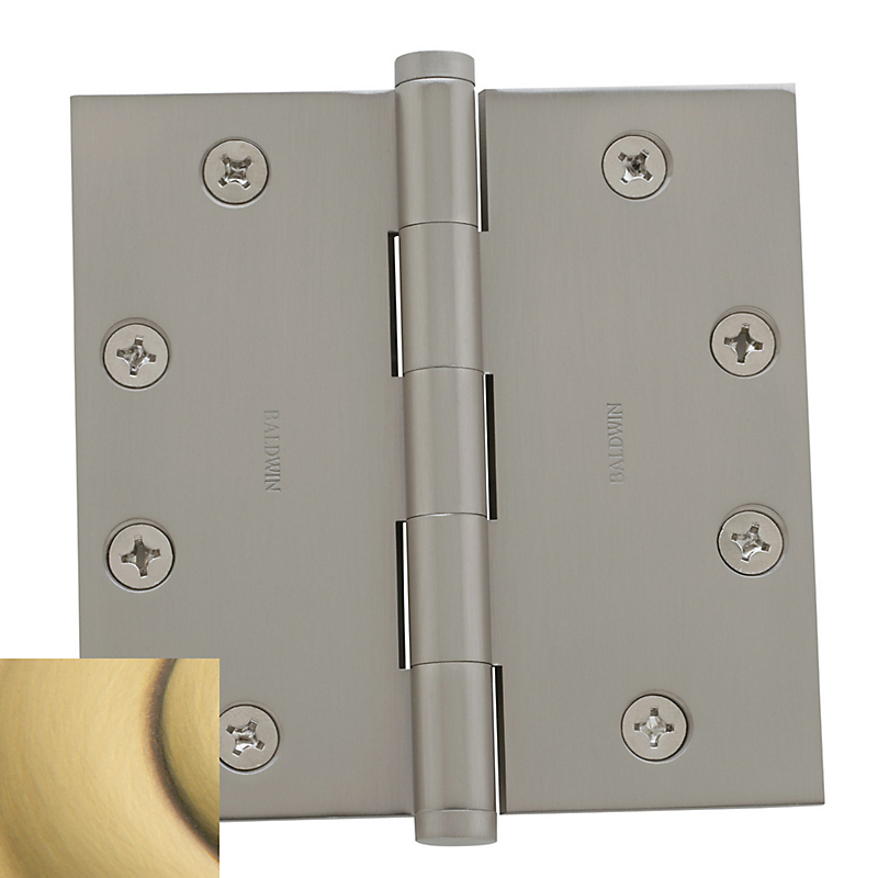 1045060i Square Mortise Hinge With Non Removable Pin, Satin Brass & Brown