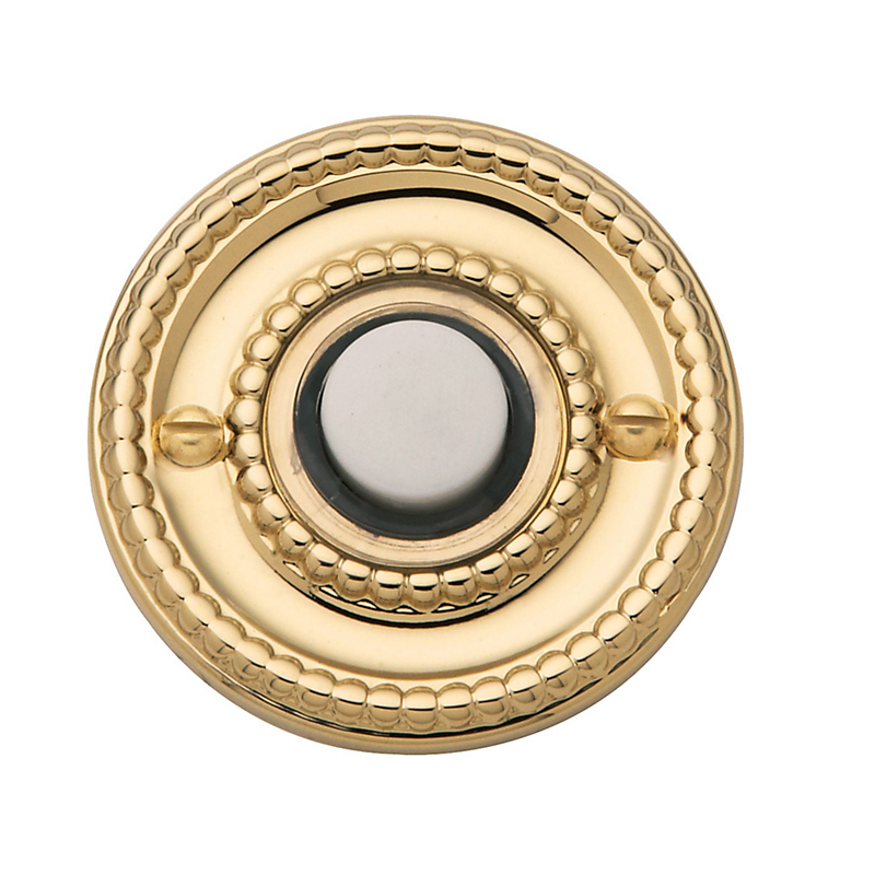 4850003 Beaded Bell Button, Polished Brass