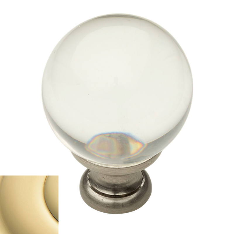 4301030 1.19 In. Crystal Round Cabinet Knob, Polished Brass