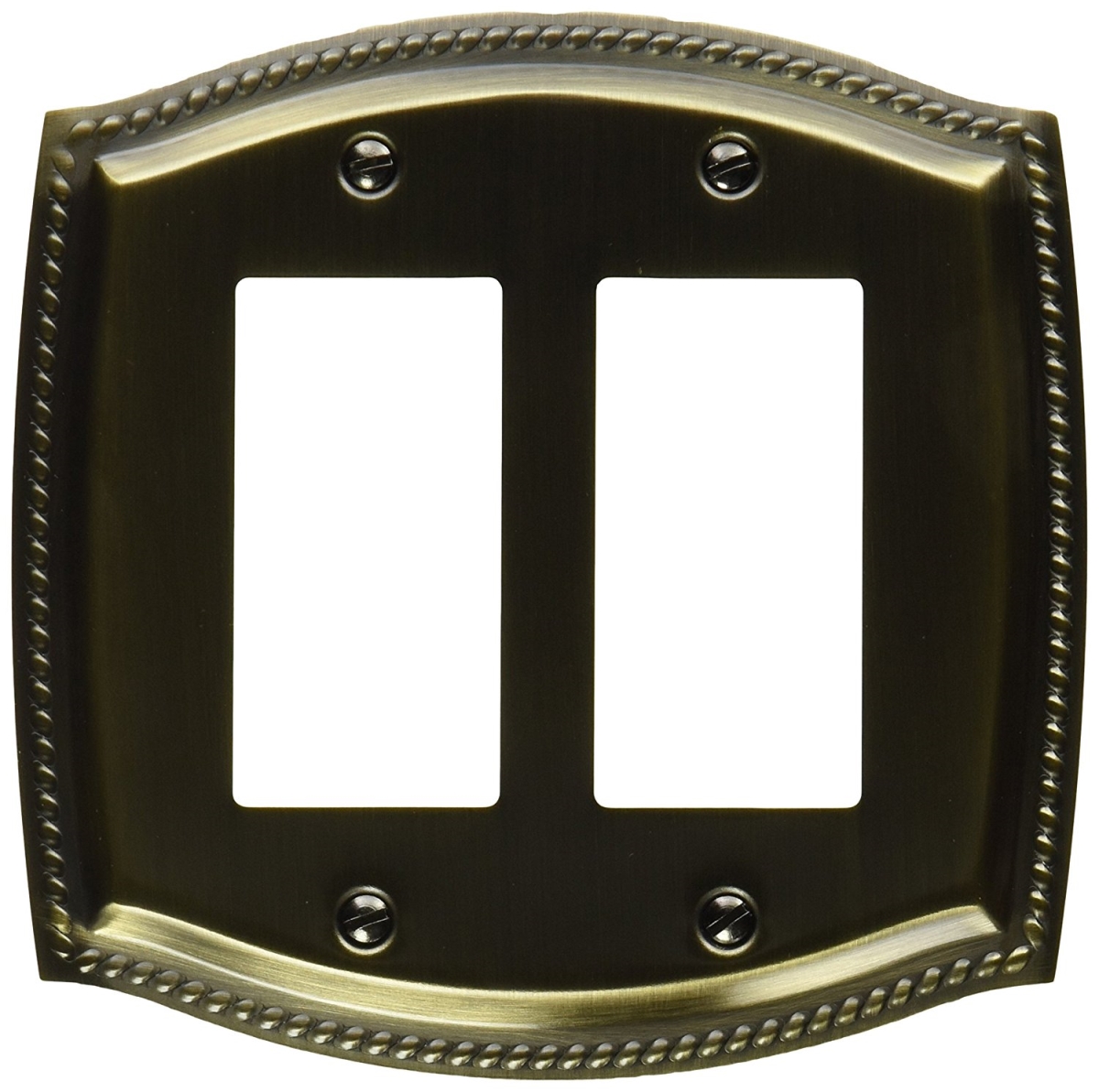 4797050 Rope Design Double Rocker Gfci Solid Brass Switch Plate - Satin Brass & Black