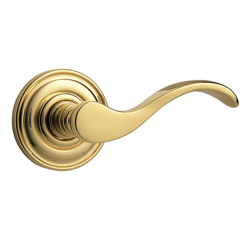 Wave Estate Levers Without Rosettes, Polished Brass
