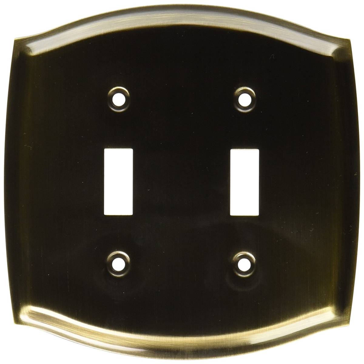 4766050 Colonial Double Toggle Solid Brass Switch Plate, Satin Brass & Black
