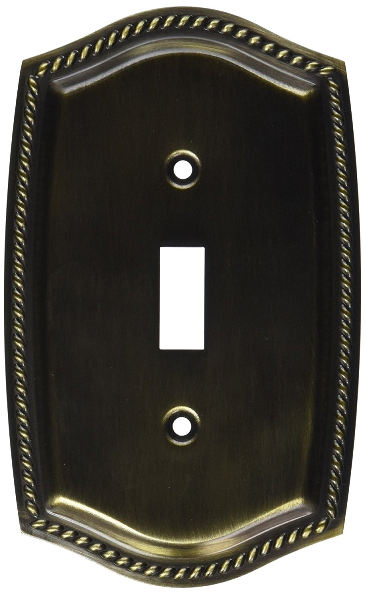 4788050 Rope Design Single Toggle Solid Brass Switch Plate, Satin Brass & Black