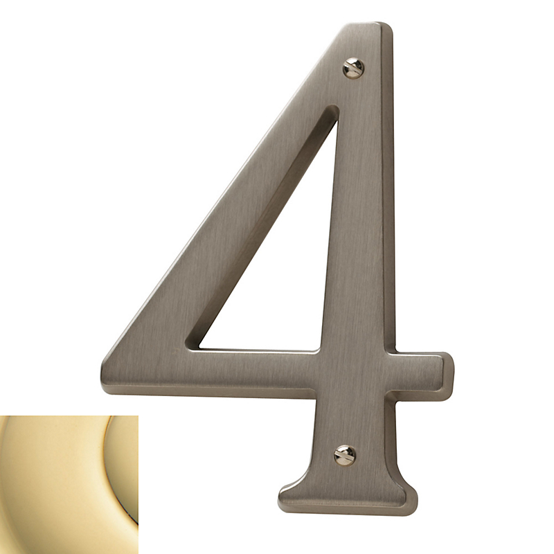 90674031 Cd House Number 4, Non-lacquered Brass