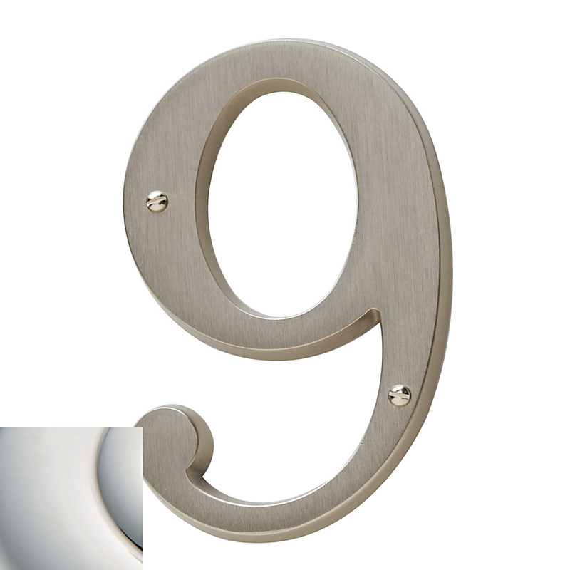 90679055 Cd House Number 9, Polished Nickel With Lifetime