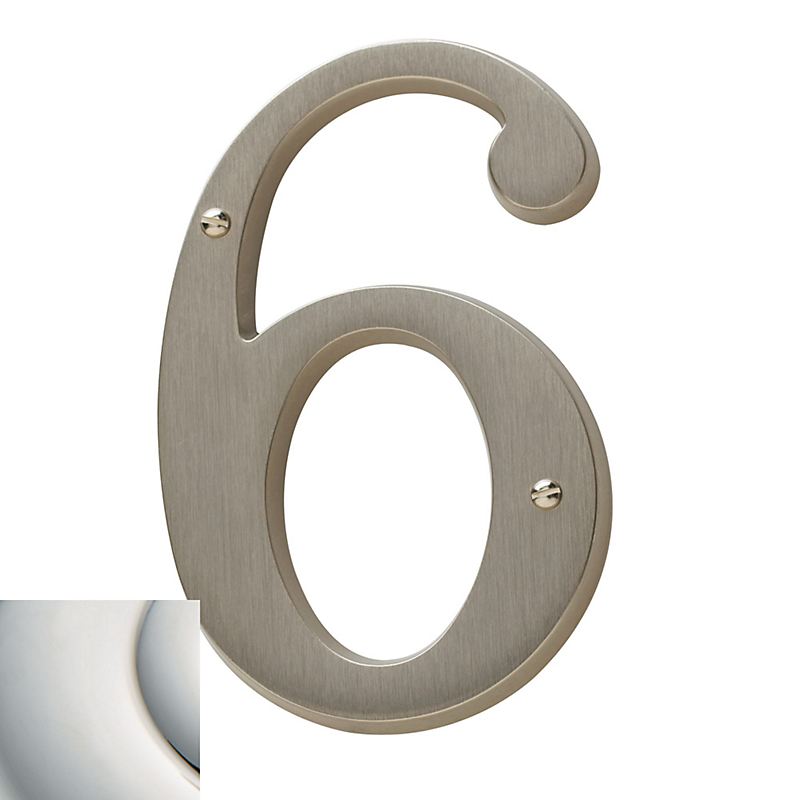 90676055 Cd House Number 6, Polished Nickel With Lifetime