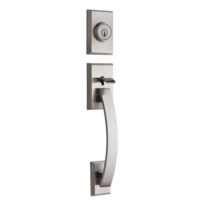Kwikset 801tvhlip-15s Tavaris Double Cylinder Sectional Contemporary Handleset With Smartkey - Satin Nickel