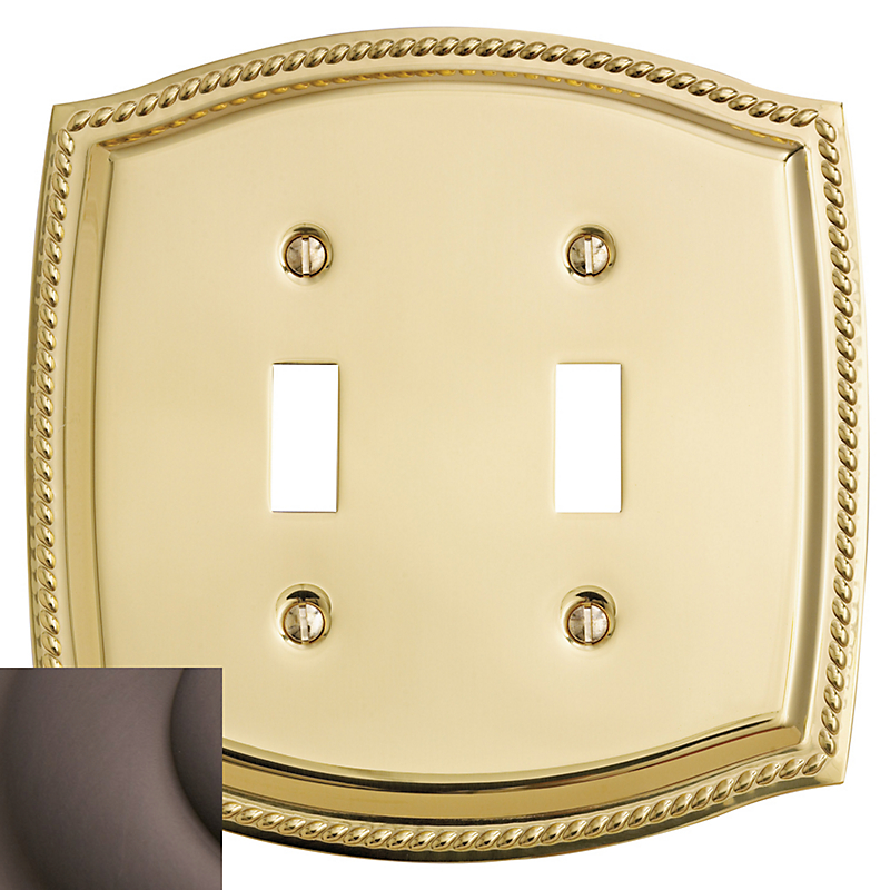 4790112 5.9375 X 5.9375 In. Rope Switch Plate - Double Toggle, Venetian Bronze