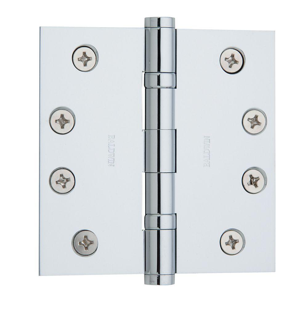 1041260inrp 4 X 4 In. Square Ball Bearing Mortise Hinge, Non Removable Pin Bright Chrome