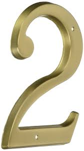90672402 Solid Brass Residential House Number 2, Antique Nickel
