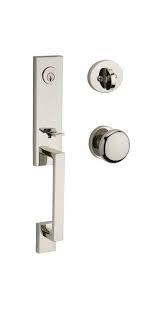 Scseaxroucrr141 Seattle Single Cylinder Keyed Entry Handleset With Contemporary Round Rose, Polished Nickel
