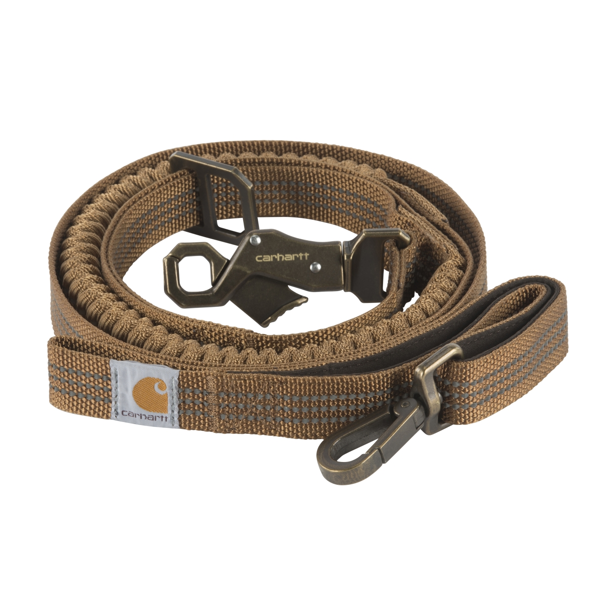 P000028720199 6 Ft. X 1 In. Shock Absorbing Control Dog Leash - Brown & Brushed Brass