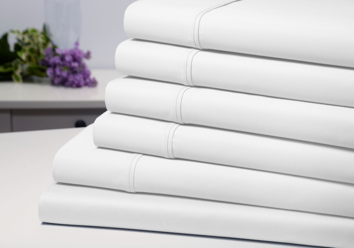 1300flwh 6 Piece Solid Sheet Set, White - Full