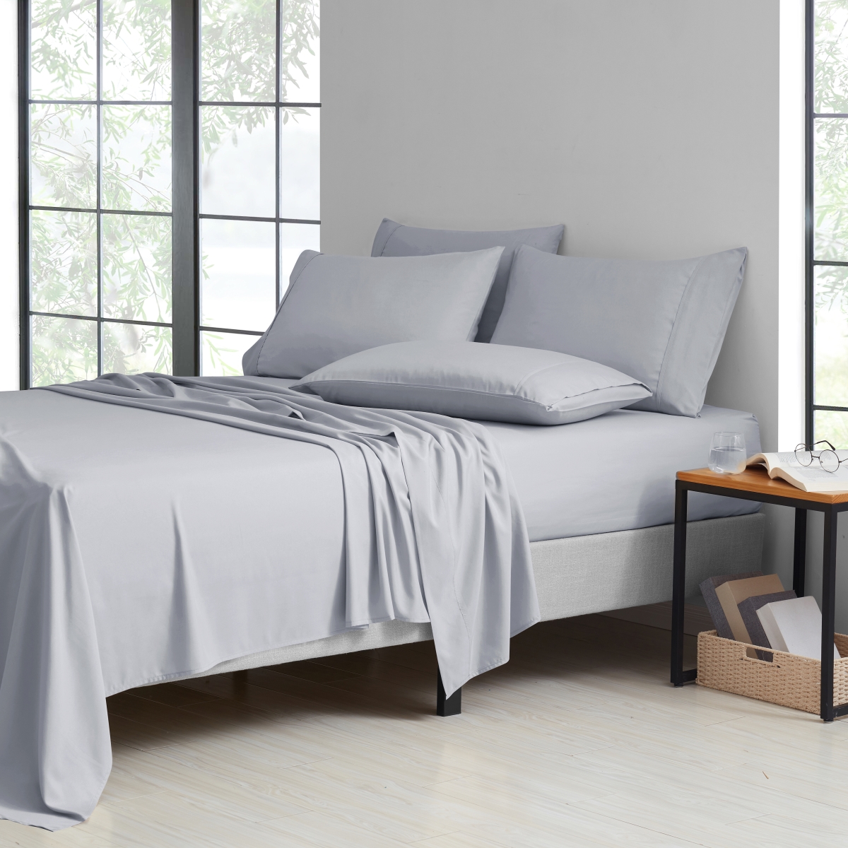 UPC 782650403041 product image for Kathy Ireland 1212QNGR Queen Size 2000 Thread Count Cotton Sheet Set, Silver | upcitemdb.com