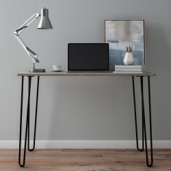 Trademark 80-ft-7 Desk With Hairpin Legs, Driftwood Gray
