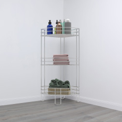 Trademark 83-136-3tier Standing Corner Shelf - 3 Tier Wire Storage Rack, Silver