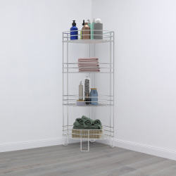 Trademark 83-136-4tier Standing Corner Shelf - 4 Tier Wire Storage Rack, Silver