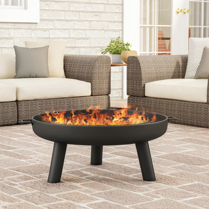 50-lg1200 27.5 In. Raised Steel Bowl For Above Ground Wood Burning, Black