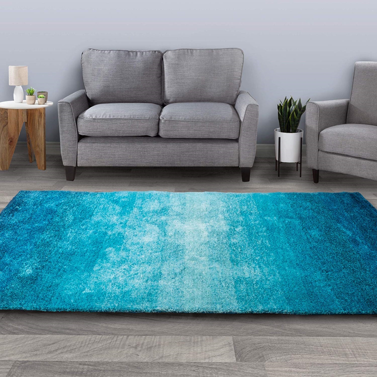 62a-64364 5 Ft. 3 In. X 7 Ft. 7 In. Shag Area Rug Plush Ombre Throw Carpet, Turqouise