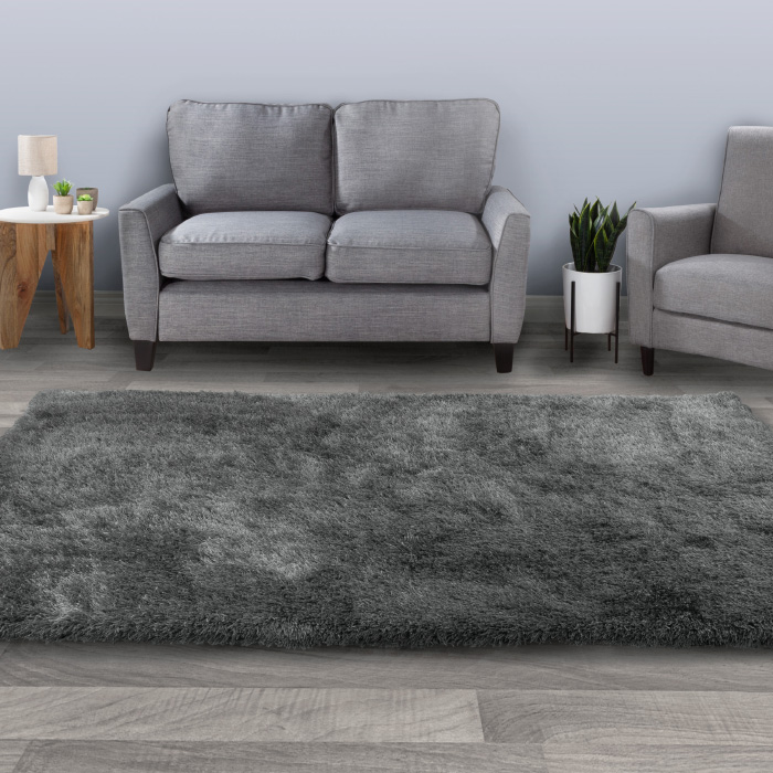 Lavish Home 62-cha810 8 X 10 Ft. Shag Area Rug Plush Throw Carpet, Gray