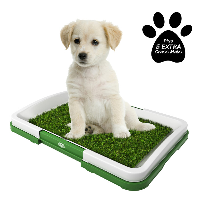 Petmaker 80-st403-5xpads Puppy Potty Trainer Artificial Grass Mat & Tray, White & Green