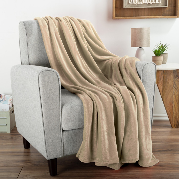 66-throw052 60 X 70 In. Chenille Throw Blanket For Couch, Home Decor, Bed, Sofa & Chair-oversized, Desert Tan
