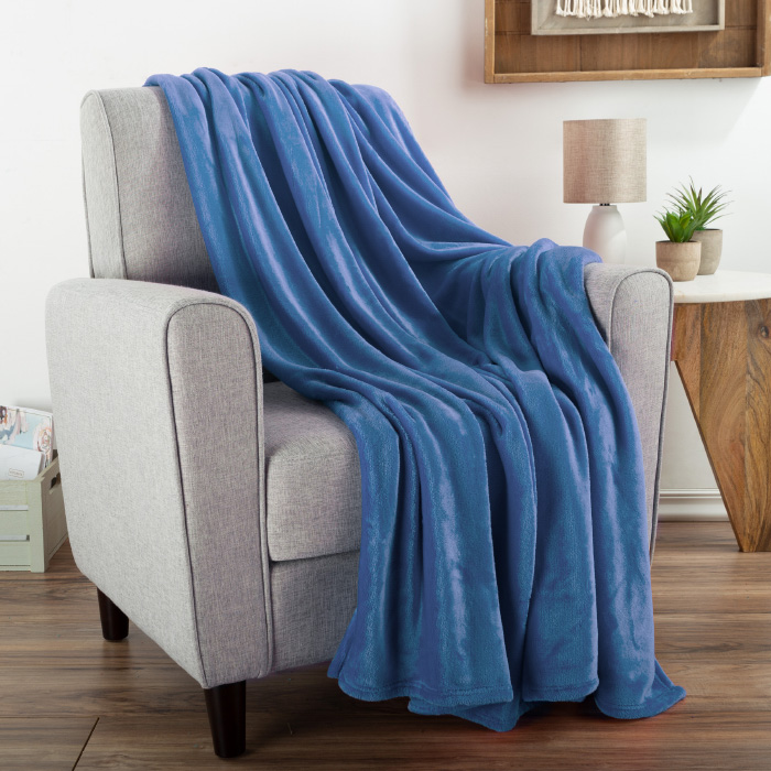 66-throw054 60 X 70 In. Chenille Throw Blanket For Couch, Home Decor, Bed, Sofa & Chair-oversized, Infinity Blue