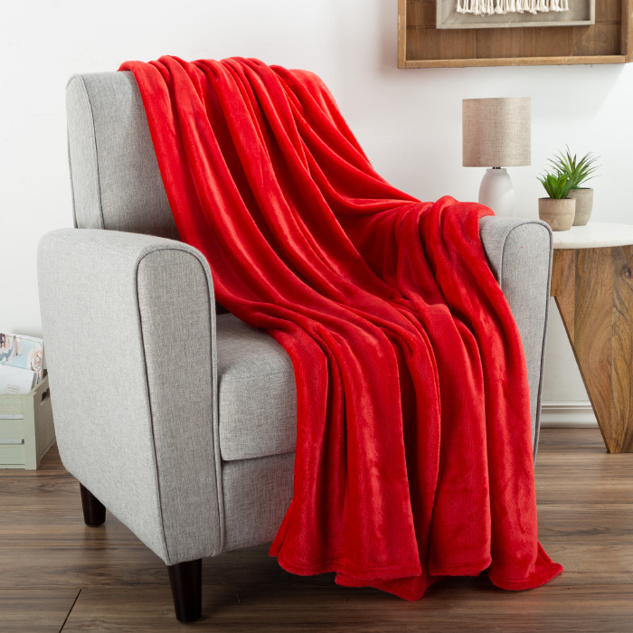 66-throw055 60 X 70 In. Chenille Throw Blanket For Couch, Home Decor, Bed, Sofa & Chair-oversized, Crimson Red