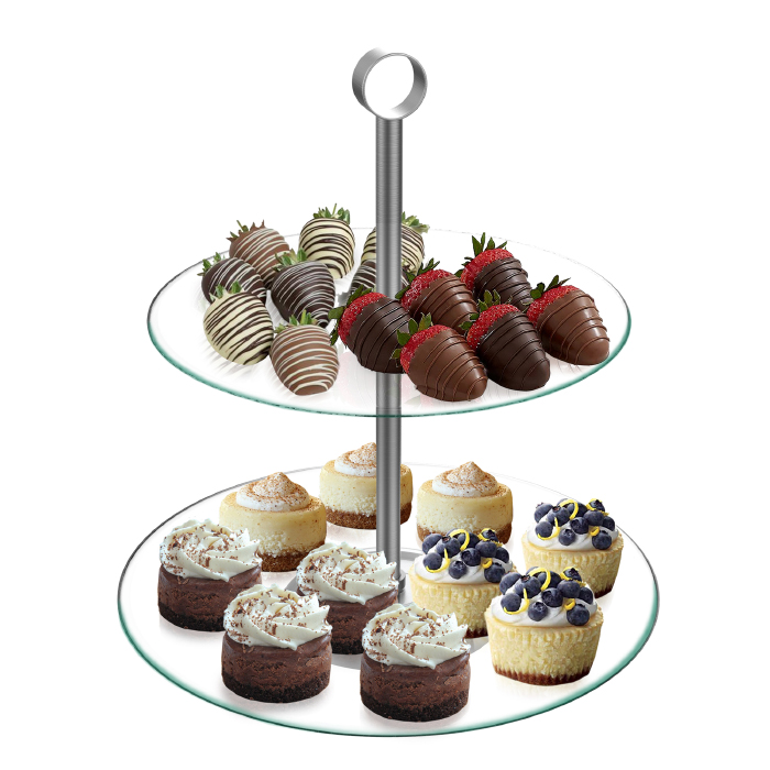 Af031008 Dessert Tower-two Tier, Round Glass Display Stand