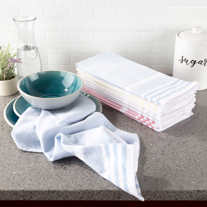Lavish Home 69-005kt 16 X 28 In. Absorbent 100 Percent Cotton Hand Kitchen Towel, Multi-color - Set Of 8