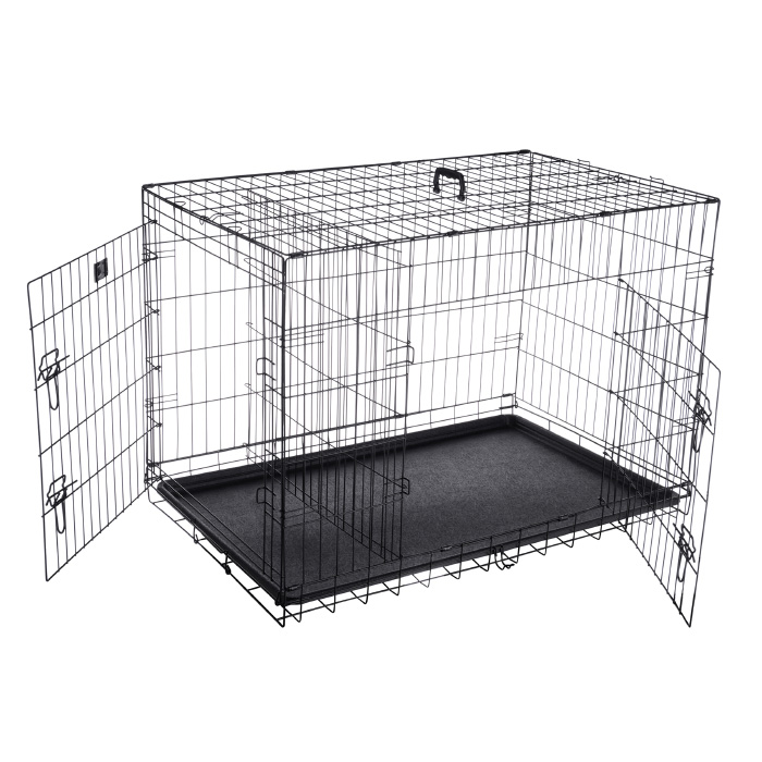 Af321009 42 In. Folding Pet Crate Double Door Kennel Wire Cage
