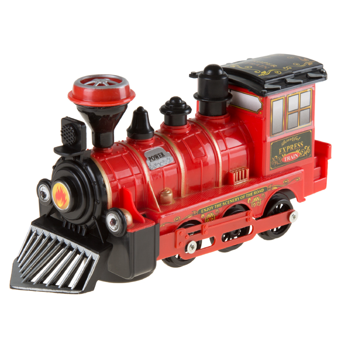 80-hm335160-2 Toy Train Locomotive Engine Car With Battery-powered Lights, Red