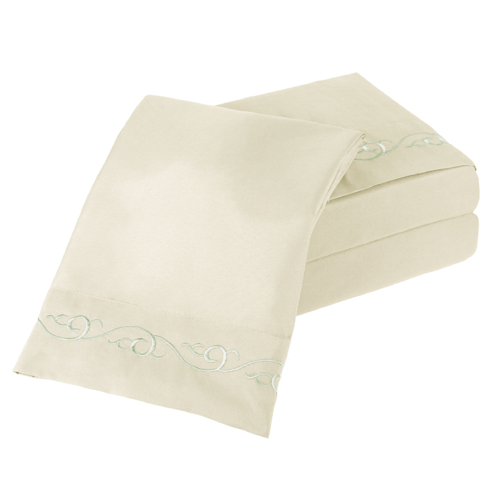 Lavish Home 61-91-t-st Embroidered Brushed Microfiber Sheet Set By Lavish Home, Stone - Twin - 3 Piece