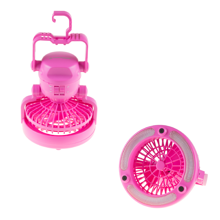 80-48453p Weather Resistant 18 Led Light - 2 In 1 Portable Camping Lantern & Ceiling Fan, Pink